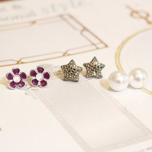 Triple stud set flowers stars and pearls SWEET!